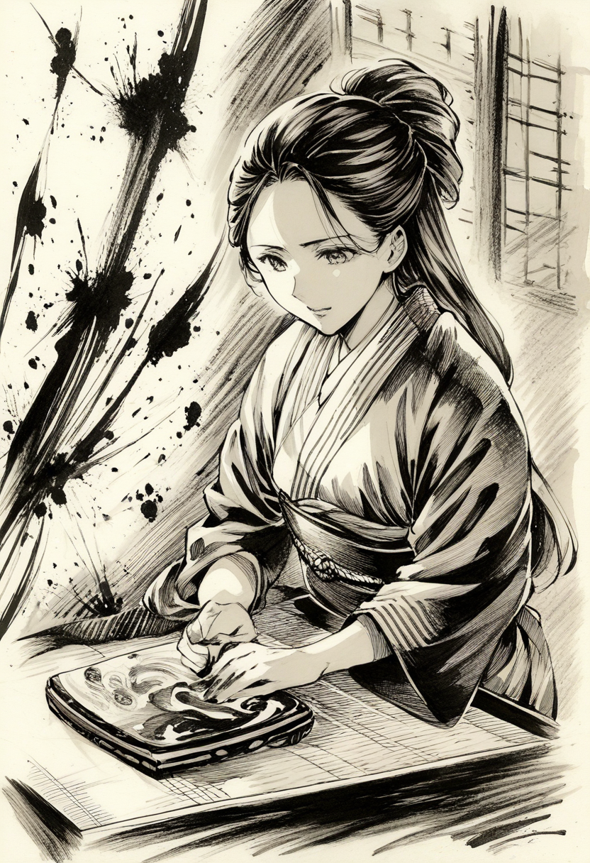山犬と硯